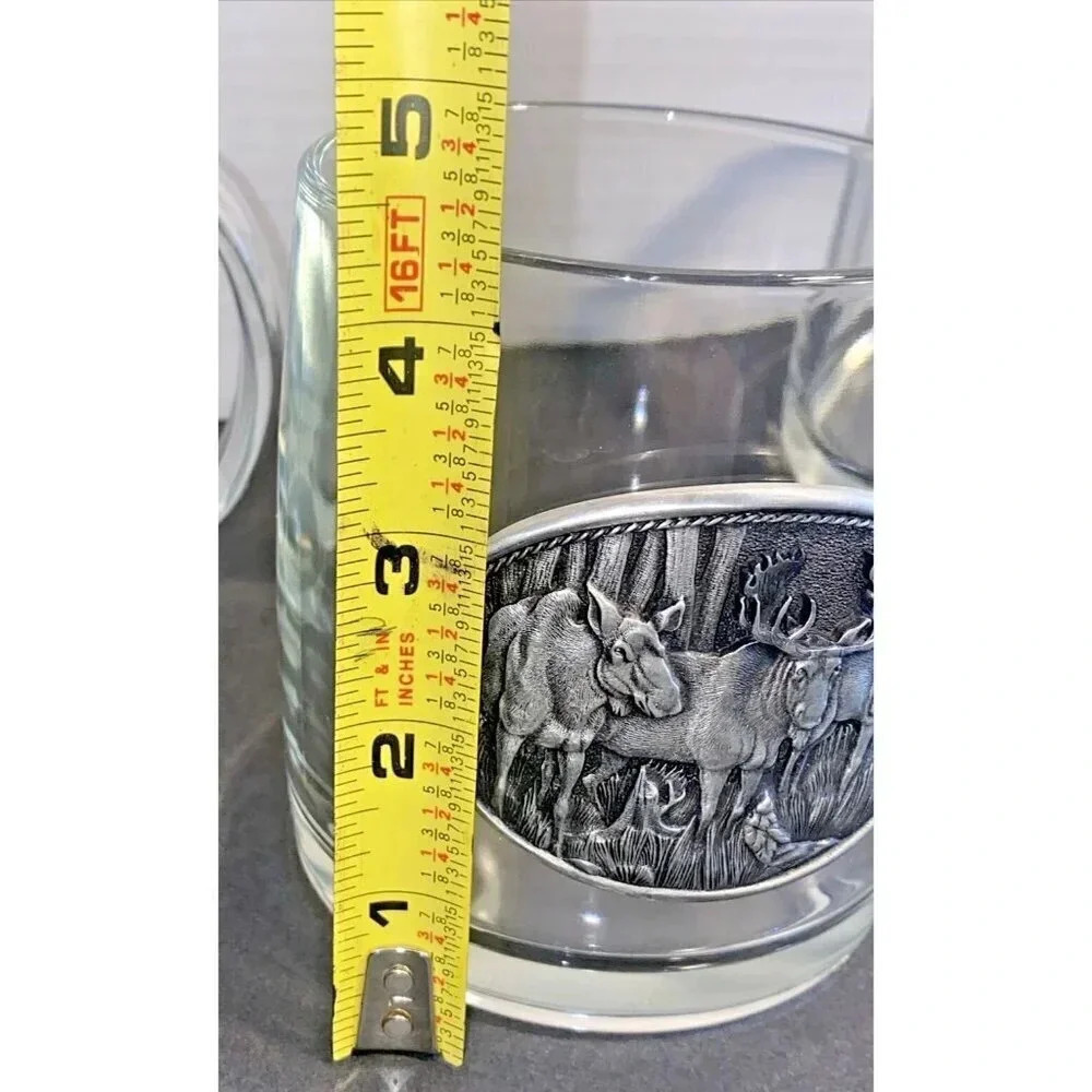 Set Of 4 Heritage Metalworks Fine Pewter Coffee Mugs With Etched Moose. - Picture 3 of 6